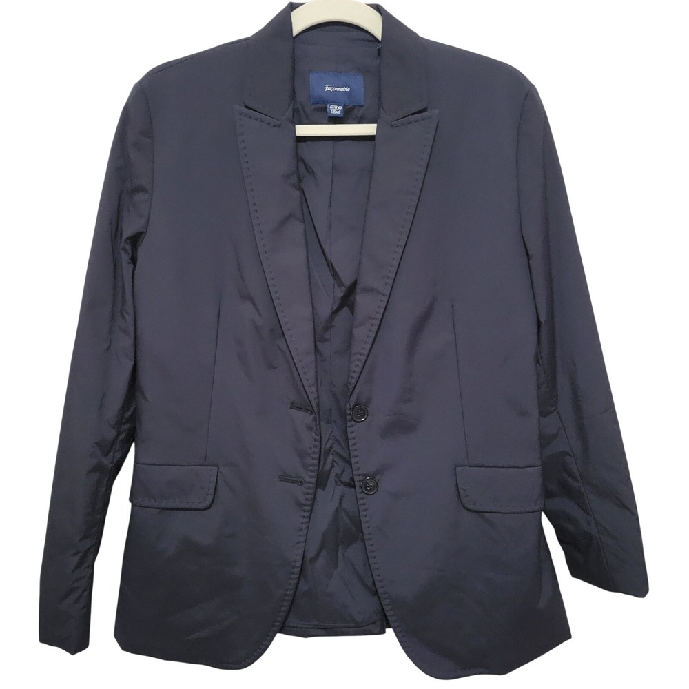 Façonnable‎ Navy Blue Blazer Nylon Blend Puffer Two Button Jacket Size 8